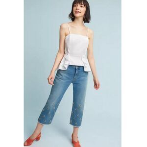 Pilcro x Anthropologie Embroidered High-Rise Straight Jeans
